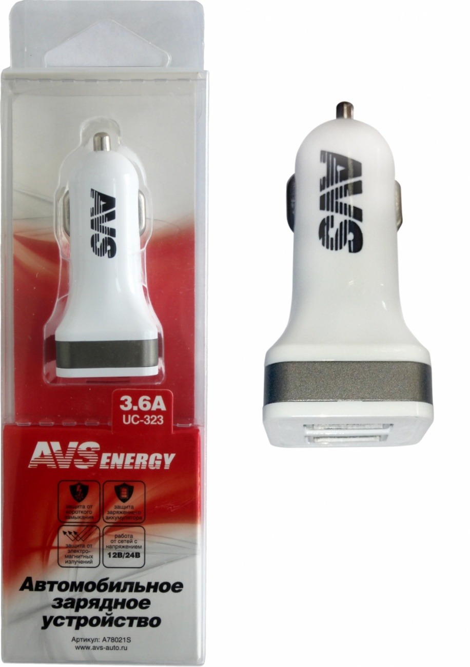 Зарядное устройство USB AVS (2порта) UC-323 3,6А A78021S