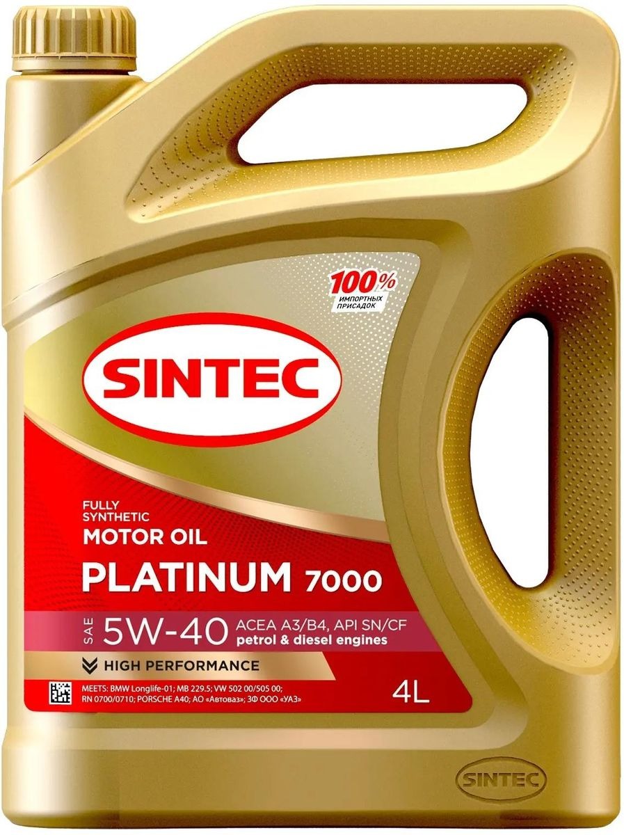 Масло моторное SINTEC PLATINUM 7000 SAE 5W40 ACEA A3/B4 синт 4л 600139