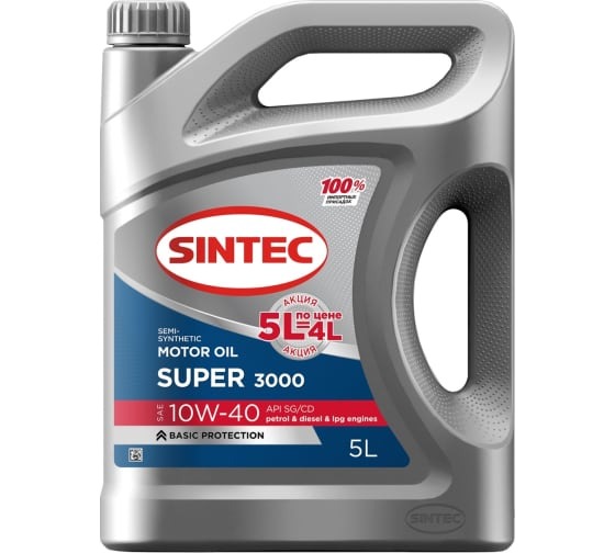 Масло моторное SINTEC SUPER 3000 SAE 10W40 API SG/CD п/синт 5л 600301