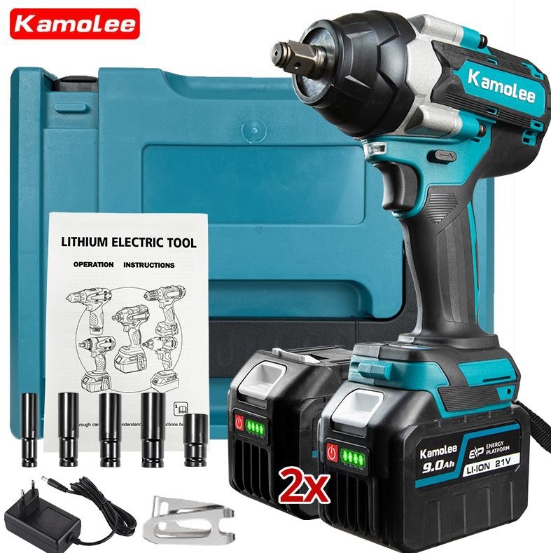 Гайковерт Kamolee 1800N.mTool DTW700  Бесщеточный Электрический Ударный с Высоким Крутящим Моментом 1/2 Дюйма - 2 Аккумулятора 5,0 Ач