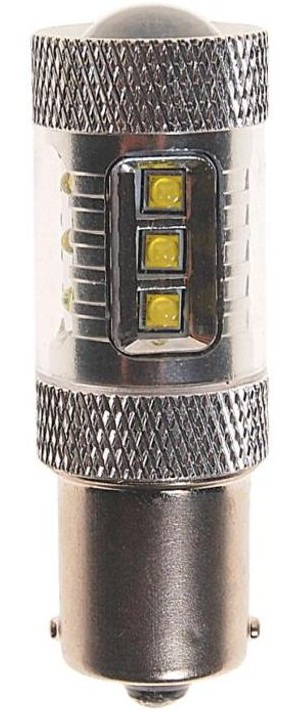 Лампа 12-21 LED (1конт. большая) P21W BA15s 6000K 16 светодиодов MEGAPOWER 56274W