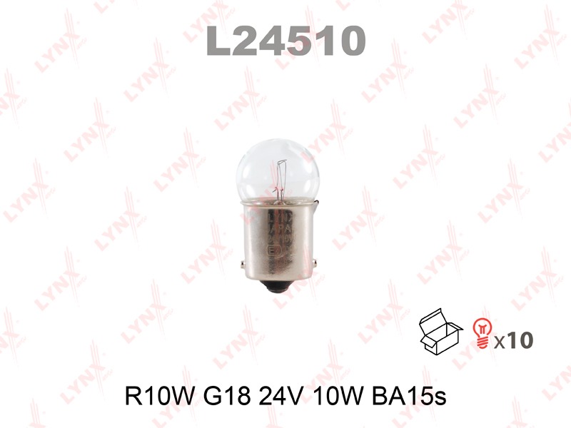 Лампа 24-10 (1конт. маленькая) BA15S LYNXauto L24510 Япония