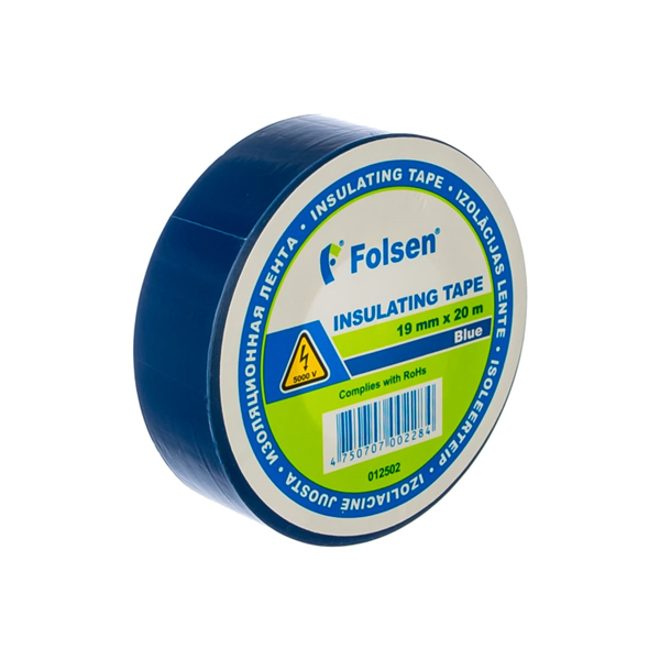 Изолента FOLSEN 19мм*20м 120мкм синяя