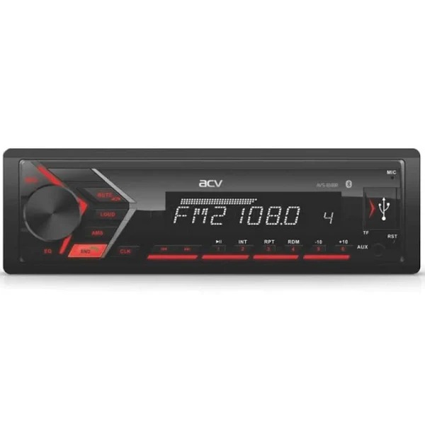 Автомагнитола ACV AVS-814BR FM/MP3/USB/SD Bluetooth красная подсветка несъемная панель AVS-814BR