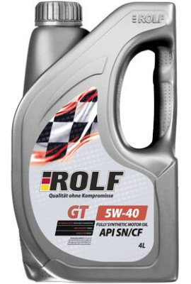 Масло моторное ROLF GT SAE 5W40 API SN/CF синт. 4л пластик 322436