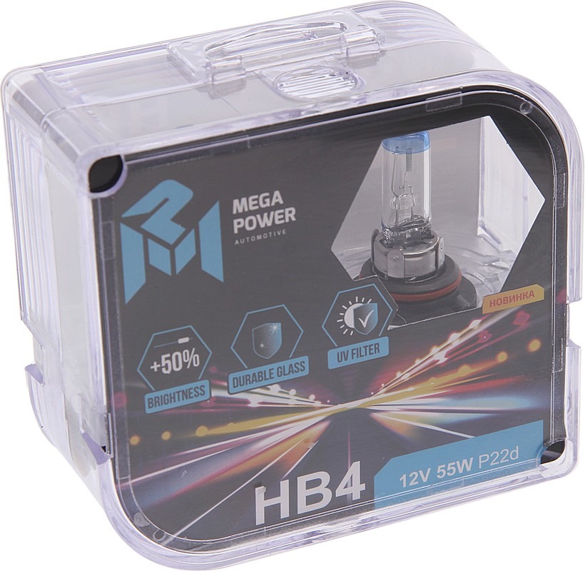 Лампа HB4 12-55 MEGAPOWER P22d +50% (бокс 2шт) 370-33-041