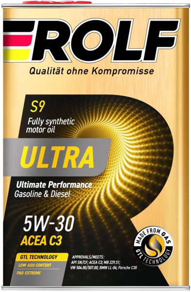 Масло моторное ROLF Ultra ACEA C3, API SN/CF 5W30 синт  4л 322936