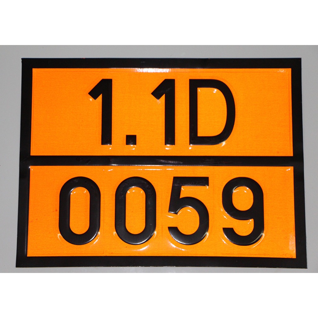 Знак опасный груз ДОПОГ, рельефный 400х300 мм ("1.1D-0059" Заряды кумулятивные без детонатора)