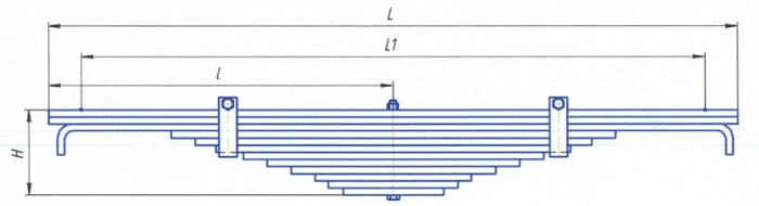 Рессора ПРИЦЕП BPW, ДИЗЕЛЬ-С 11 лист L=1220мм 3лист загнут с двух сторон БЗРП 1001411/3