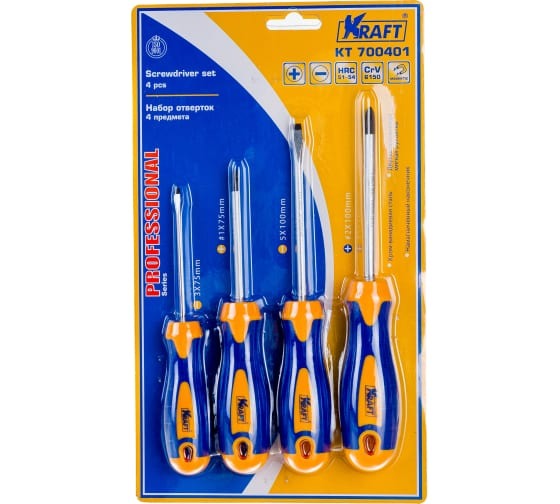 Набор отверток 4шт KRAFT KT 700401