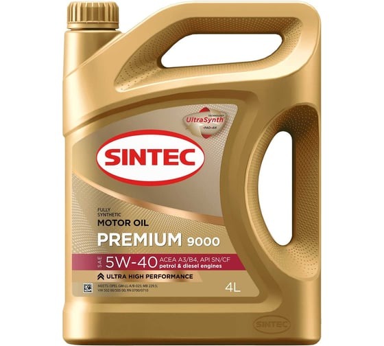 Масло моторное SINTEC PREMIUM 9000 SAE 5W40 ACEA A3/B4 синт. 5л 600284